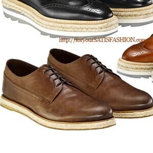 Prada men’s Brown Nappa Leather Lace Up shoes | espadrilles size 9.5